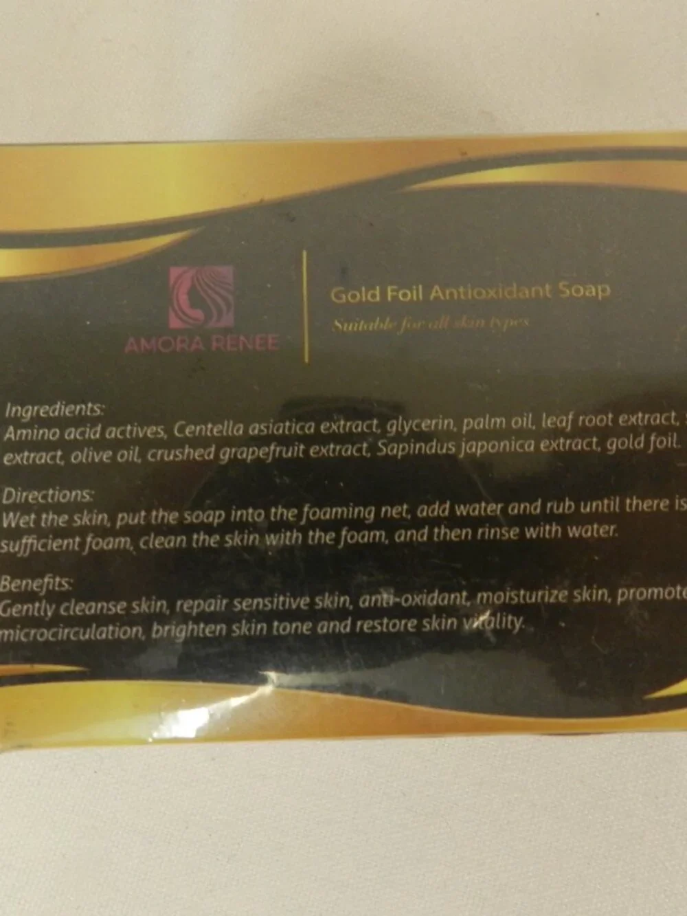Amora Renee Gold Foil Bar Soap handmade 24k gold skincare bar Antioxidant NEW